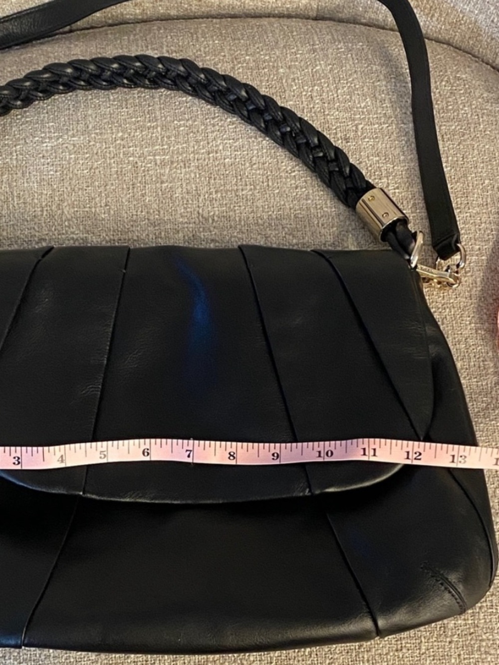 Cole Haan Jenna Leather Shoulder Bag Black Braided Strap NWT - Picture 10 of 15